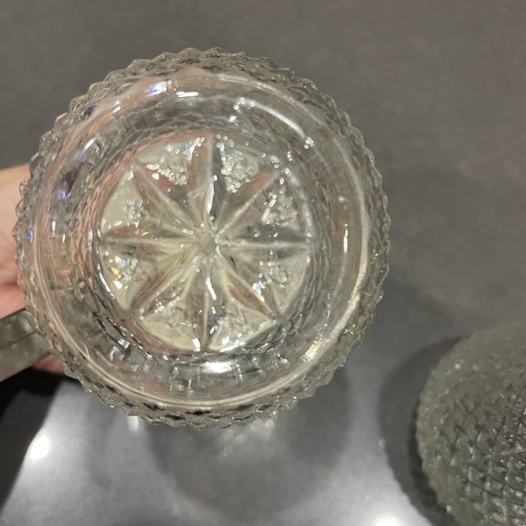 VINTAGE INDIANA GLASS CLEAR DIAMOND POINT 4 pc SET! Syrup, Sugar Salt & Pepper - Picture 8 of 14